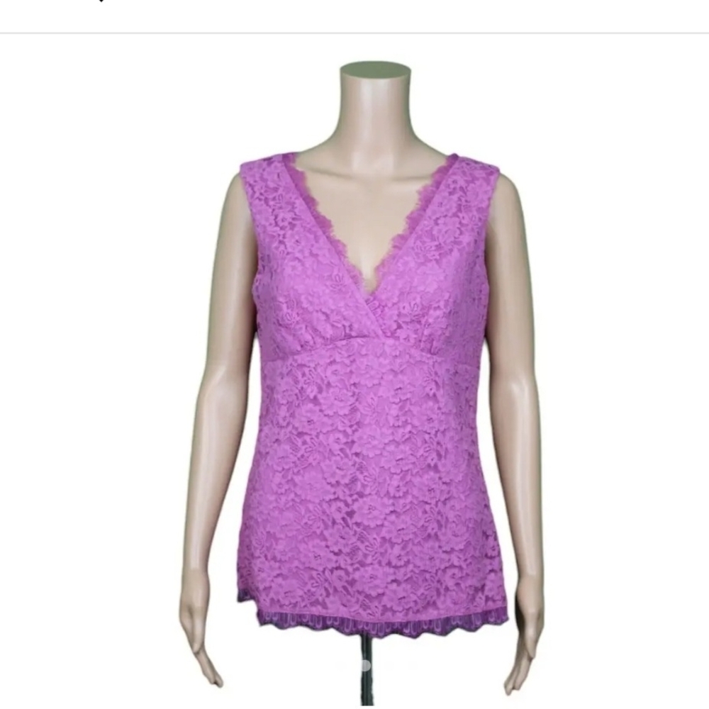 Elegant Lace V-Neck Top - Purple